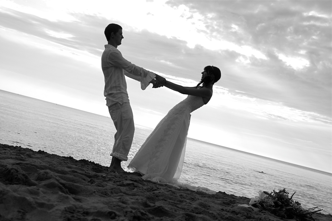 Bride and Groom on the Beach